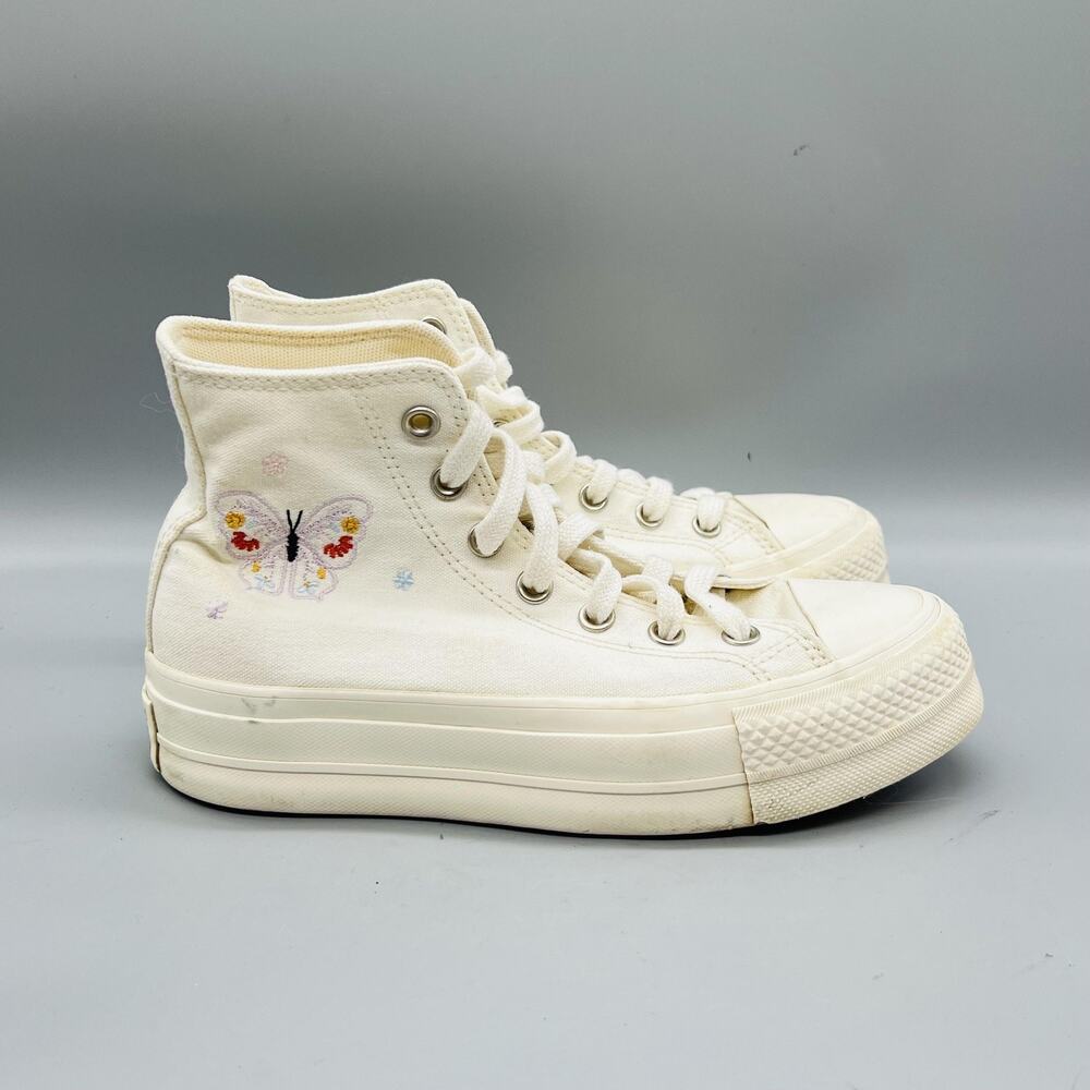Converse Shoes Women 6 White Canvas Chuck Taylor Move Butterfly Platform Sneaker